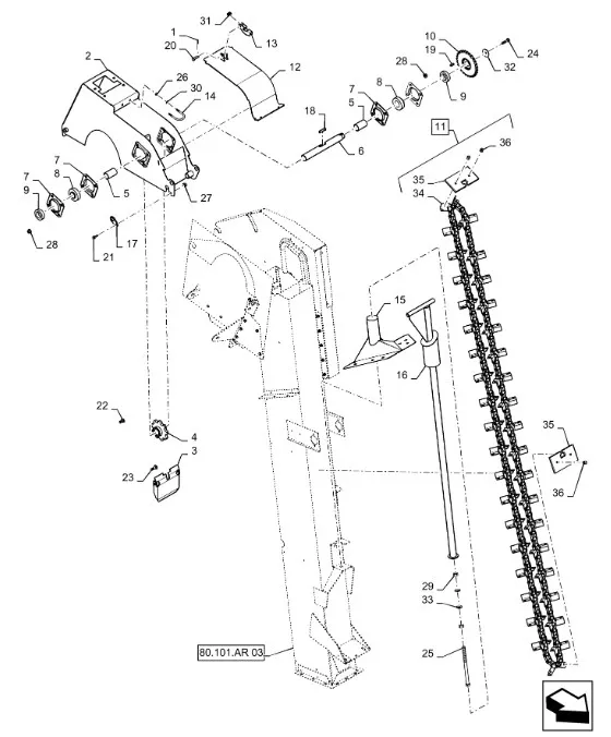 87384187 - Вал звездочки верхн. трансп. элев. зерн. Case 6130/40 до 15г.в.